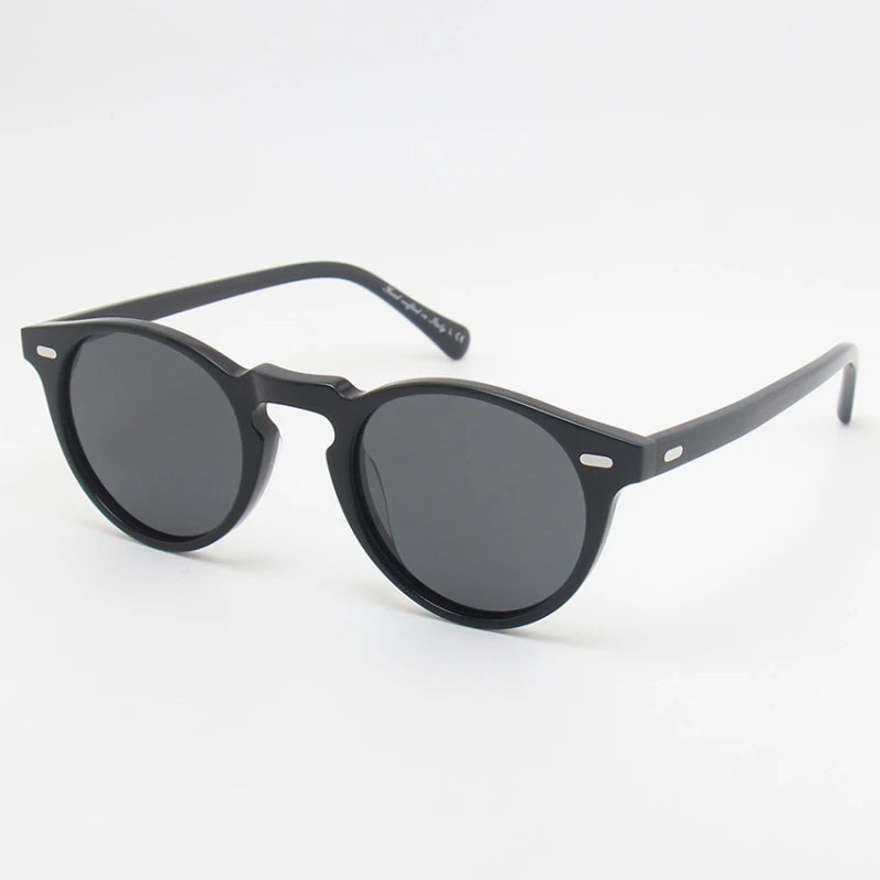 Black Mask Men Full Rim Round Acetate Polarized Sunglasses BM-O5186S