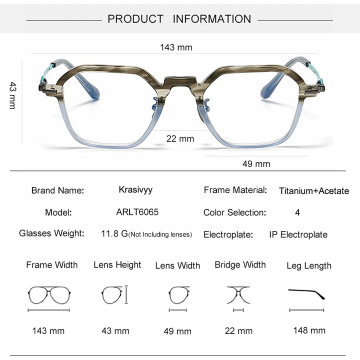 Krasivyy Unisex Full Rim Hexagon Titanium Acetate Eyeglasses 46065