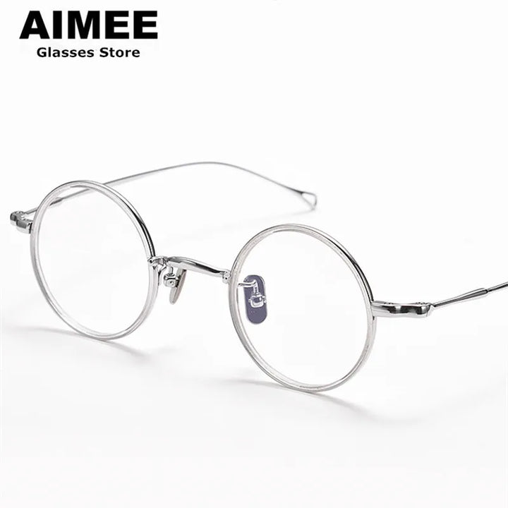 Aimee Unisex Full Rim Round Titanium Acetate Eyeglasses 22008