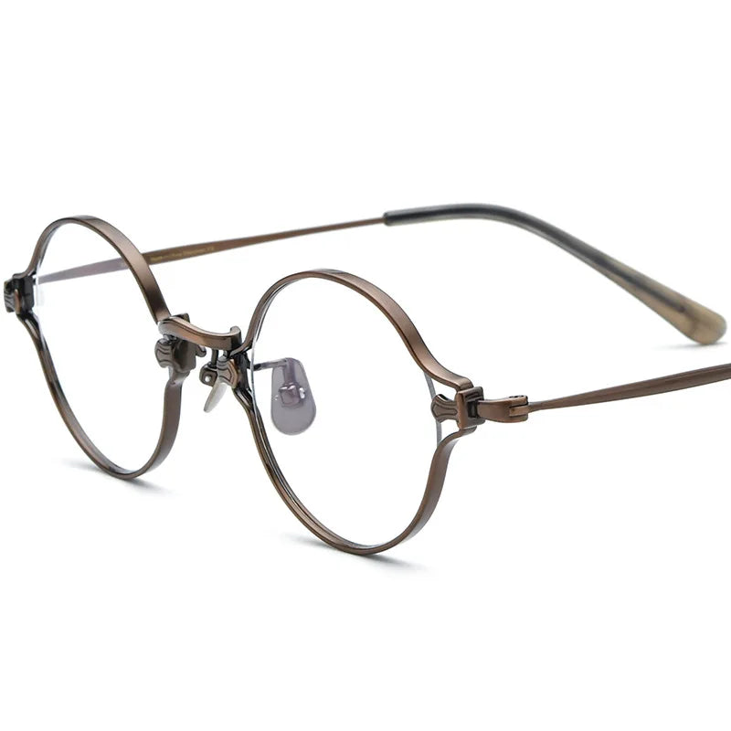 Nobler Unisex Full Rim Irregular Round Titanium Eyeglasses K188 Full Rim Nobler   