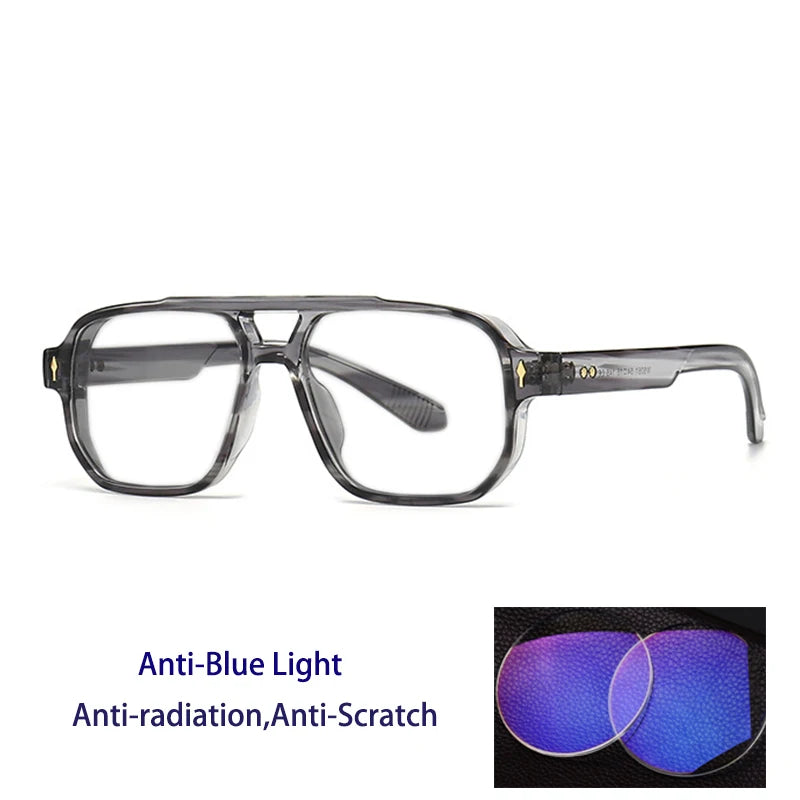 Kocolior Unisex Full Rim Square Double Bridge Tr 90 Alloy Reading Glasses 76061