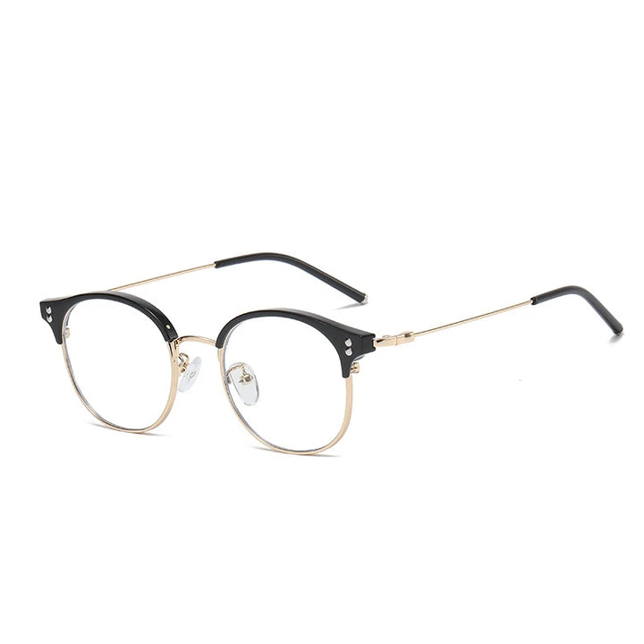 Kocolior Mens Full Frame Small Browline Square Alloy Reading Glasses 22001 Reading Glasses Kocolior Gold +50 
