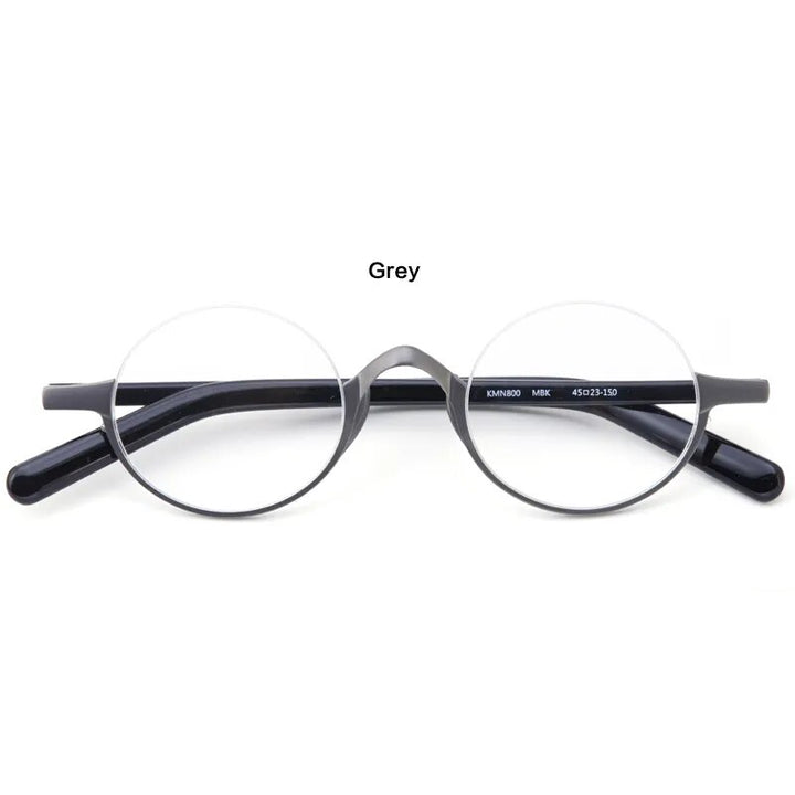 Muzz Unisex Semi Rim Small Round Titanium Acetate Eyeglasses Kmn80x Semi Rim Muzz Gray  