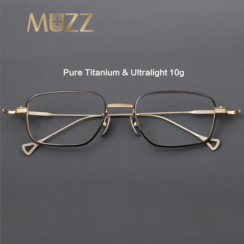 Muzz Unisex Full Rim Big Square Titanium Eyeglasses 92044 Full Rim Muzz