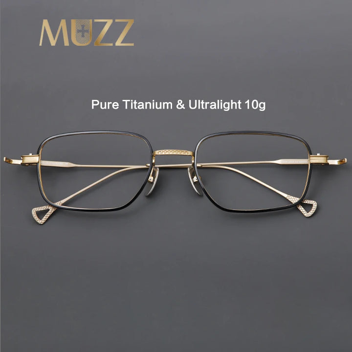 Muzz Unisex Full Rim Big Square Titanium Eyeglasses 92044 Full Rim Muzz