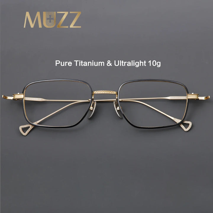 Muzz Unisex Full Rim Big Polygonal Square Titanium Eyeglasses 422044