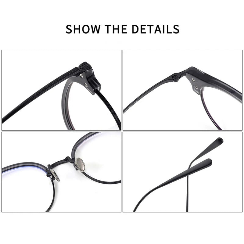 Black Mask Unisex Full Rim Round Titanium Acetate Eyeglasses 42029 Full Rim Black Mask   