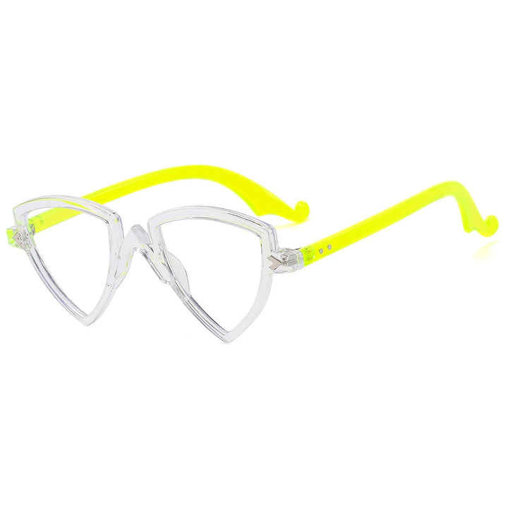 CCSpace Women's Full Rim Irregular Triangle Tr 90 Eyeglasses 56405 Full Rim CCspace ClearGreen Beige 