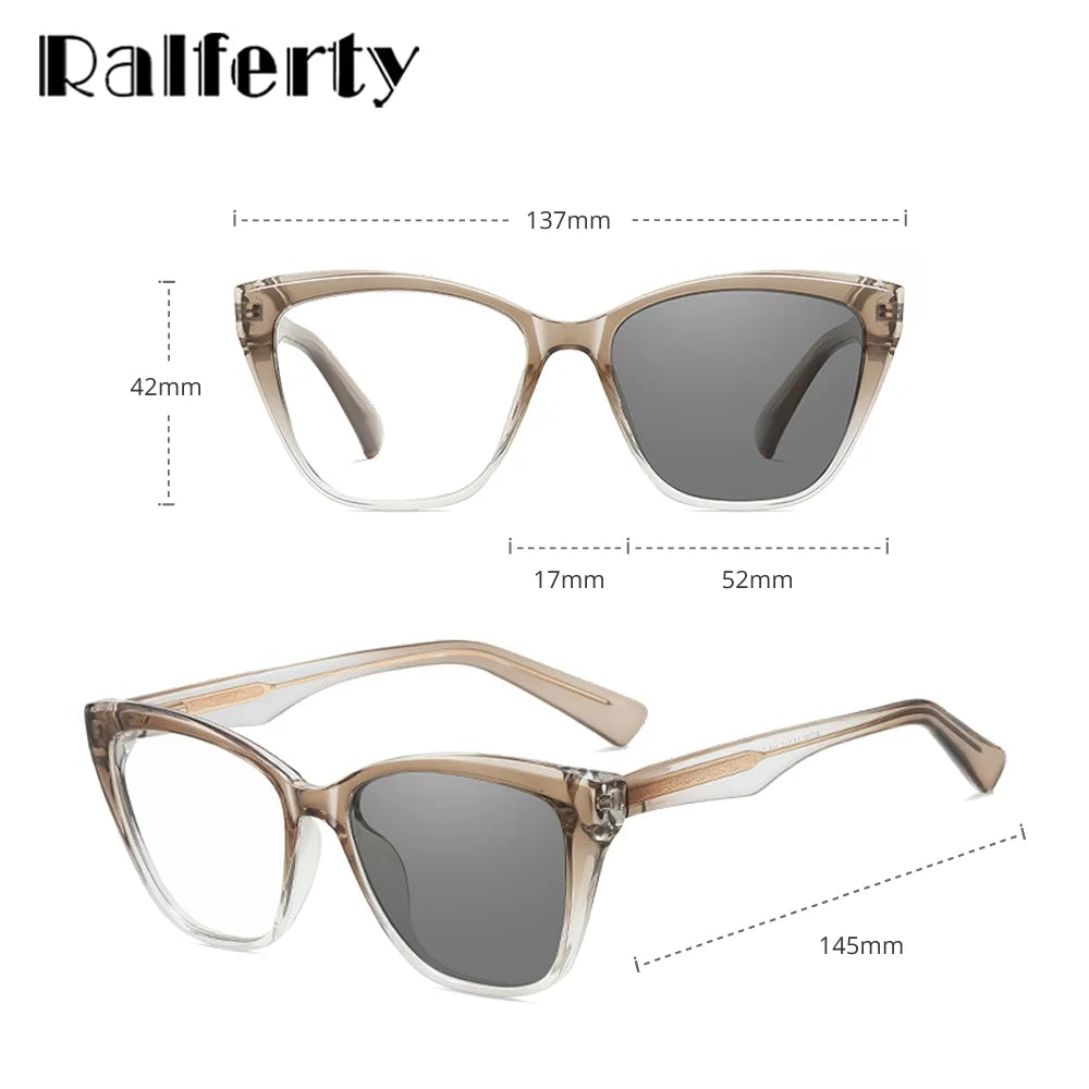 Ralferty Women's Full Rim Cat Eye Tr 90 Alloy Photochromic Eyeglasses 381731