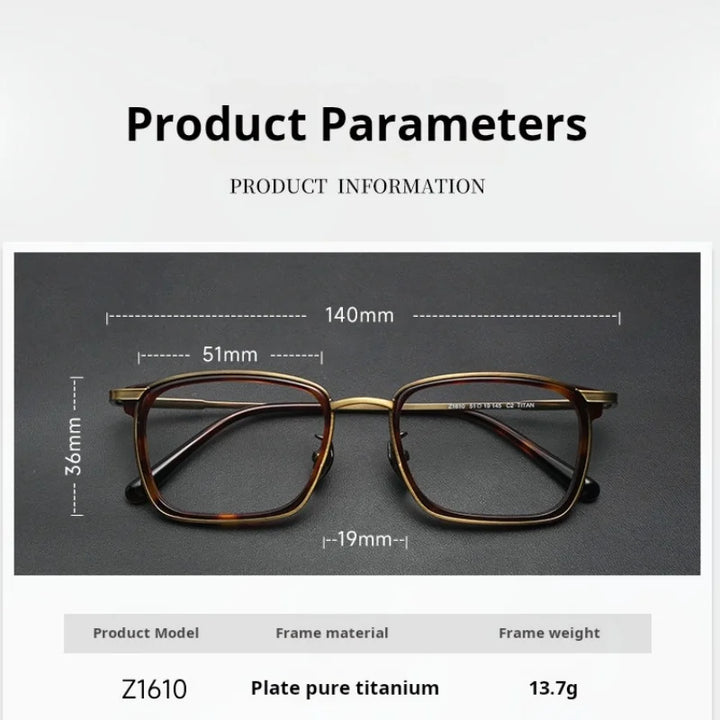 Momoja Unisex Full Rim Square Titanium Acetate Eyeglasses 721610