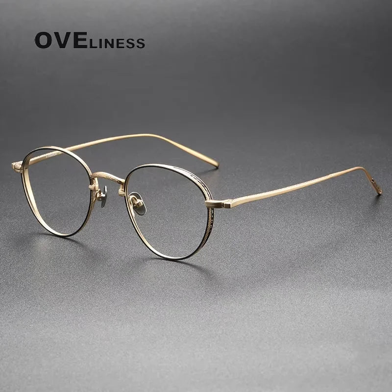 Oveliness Women's Full Rim Oval Square Titanium Eyeglasses 3096 Full Rim Oveliness black gold  