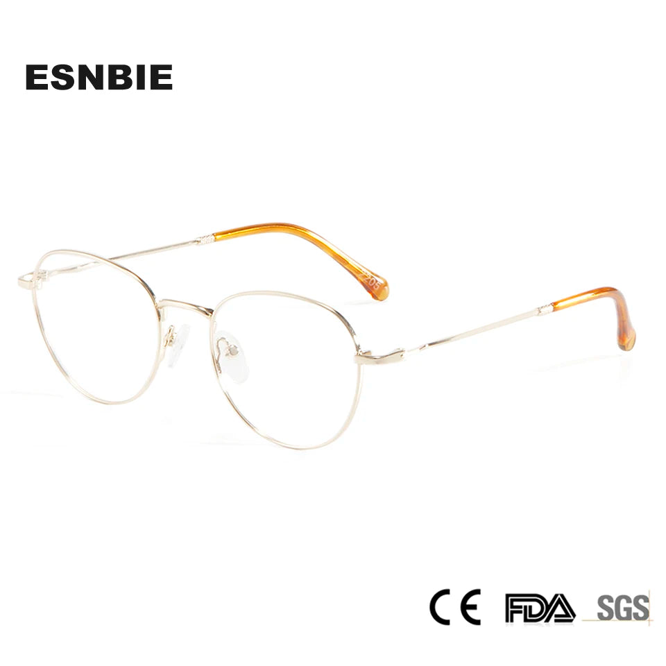 Esnbie Unisex Full Rim Round Alloy Eyeglasses 11471 Full Rim Esnbie   