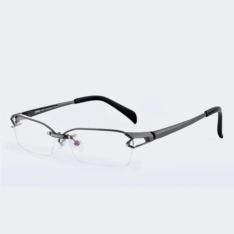 Reven Jate Men's Semi Rim Square Titanium Eyeglasses 11439