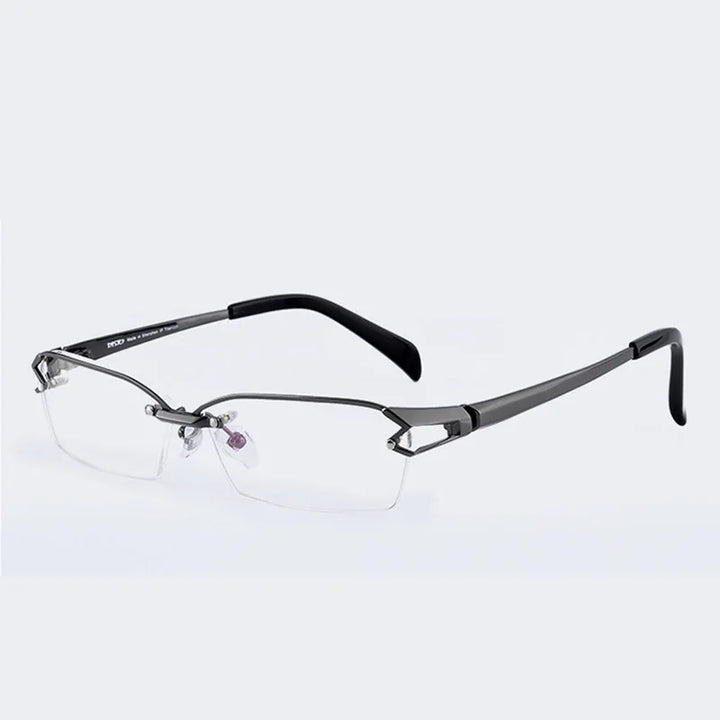 Reven Jate Men's Semi Rim Square Titanium Eyeglasses 11439
