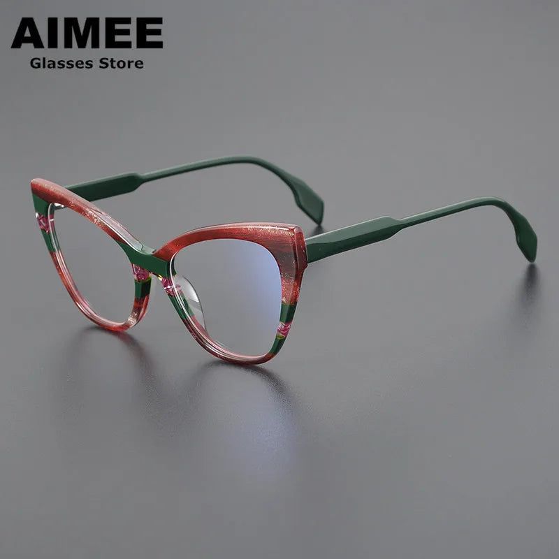 Aimee Unisex Full Rim Square Cat Eye Thick Acetate Eyeglasses 2629 Full Rim Aimee   