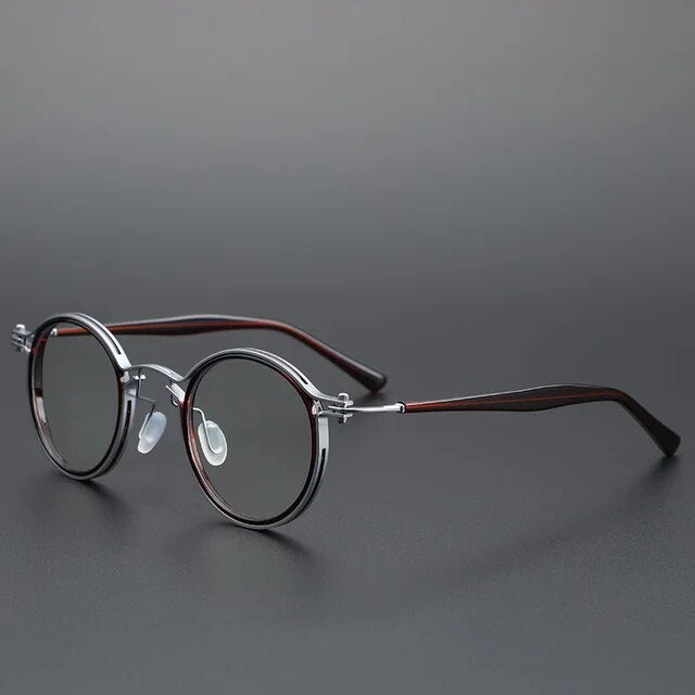 Unisex Round Reading Glasses Small Black Tortoise Alloy Reading Glasses Cubojue M2 silver brown no function lens 0 