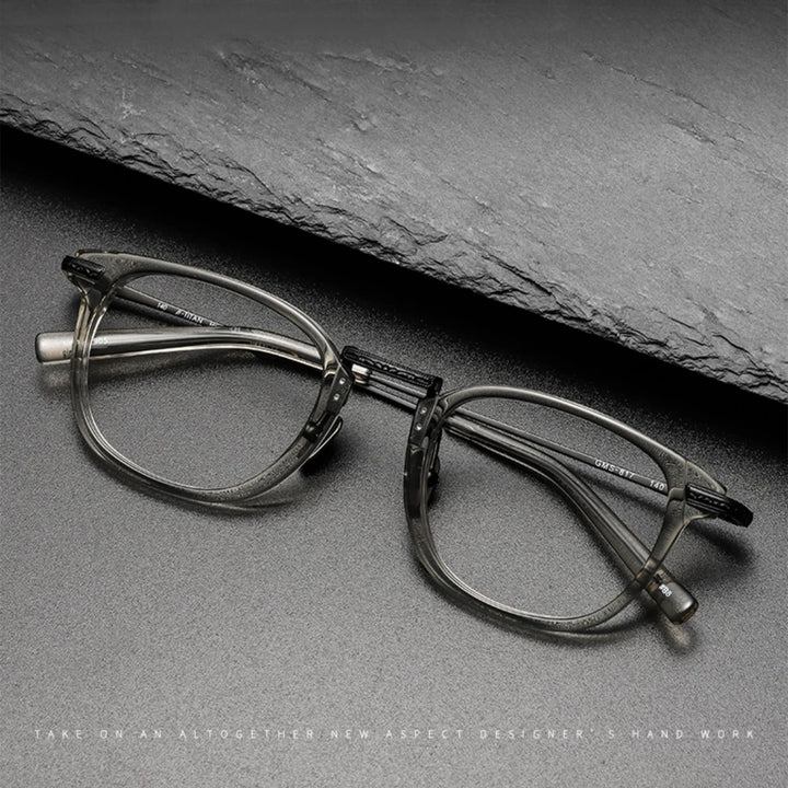 Black Mask Unisex Full Rim Titanium Acetate Square Eyeglasses G817 Full Rim Black Mask   