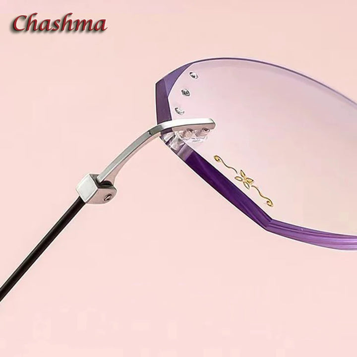 Chashma Ochki Women's Rimless Oval Titanium Eyeglasses 8983 Rimless Chashma Ochki   