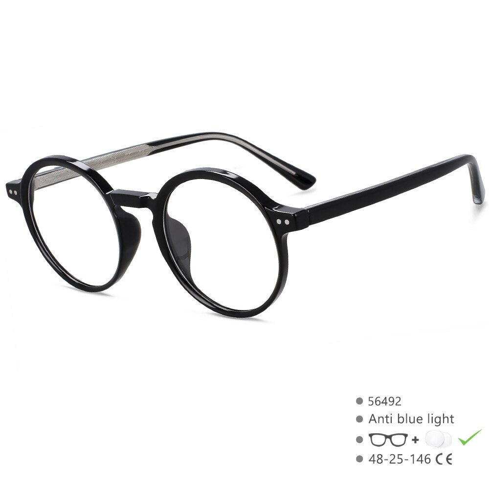CCSpace Unisex Full Rim Round Tr 90 Titanium Eyeglasses 56492