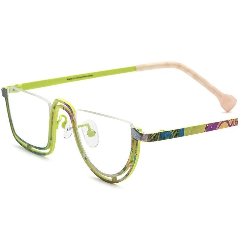 Nobler Women's Semi Rim Flat Top Square Titanium Eyeglasses 185898