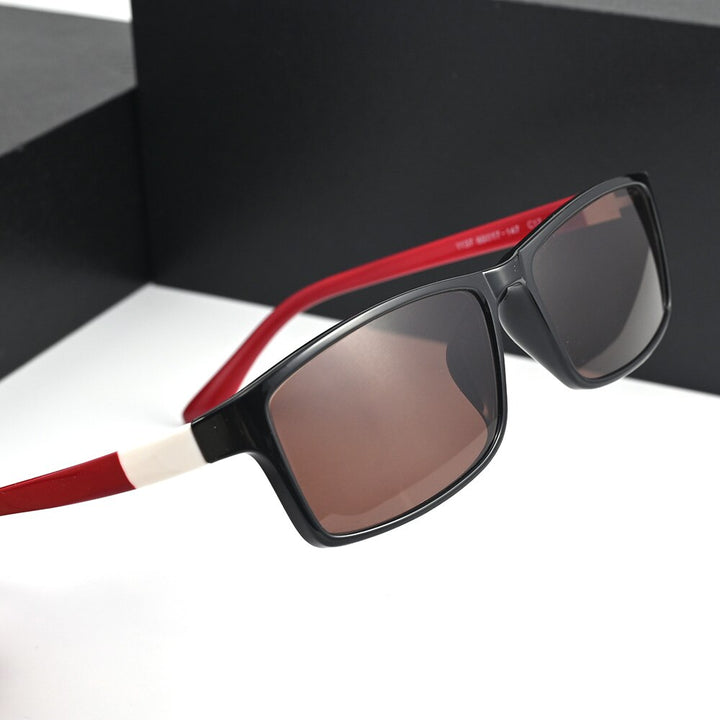 Cubojue Men's Full Rim Oversized Square Tr 90 Titanium Polarized Sunglasses T137 Sunglasses Cubojue black red brown polarized 