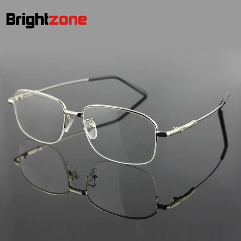 Brightzone Men's Semi Rim Square Oval Titanium Alloy Eyeglasses 714556 Semi Rim Brightzone