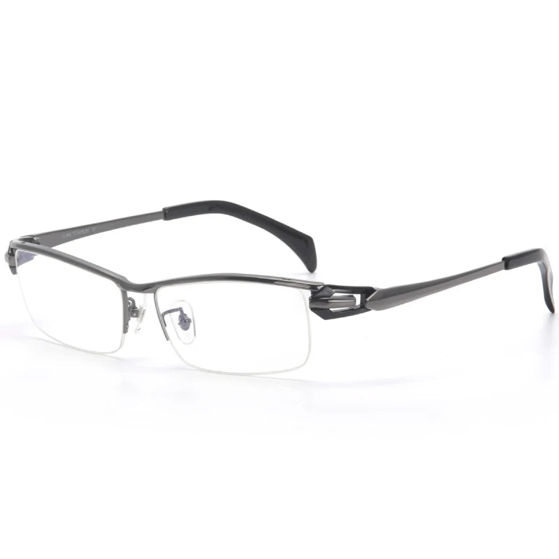 Aror Unisex Semi Rim Square Titanium Eyeglasses 94284 Semi Rim Aror Gray Black