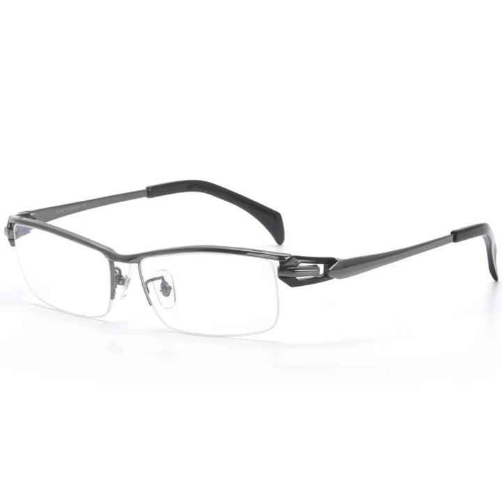 Aror Unisex Semi Rim Square Titanium Eyeglasses 94284 Semi Rim Aror Gray Black