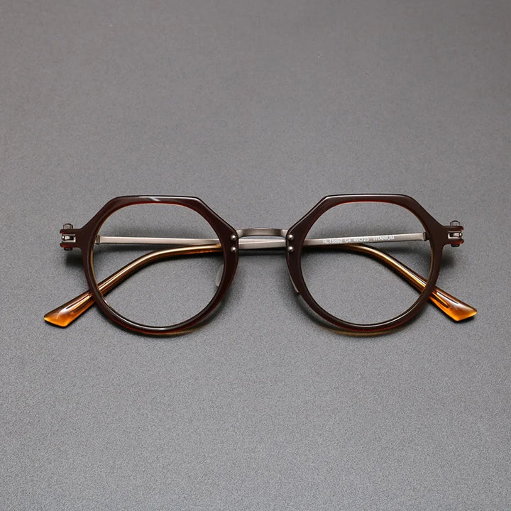 Bobbie Unisex Full Rim Flat Top Round Titanium Acetate Eyeglasses 675882