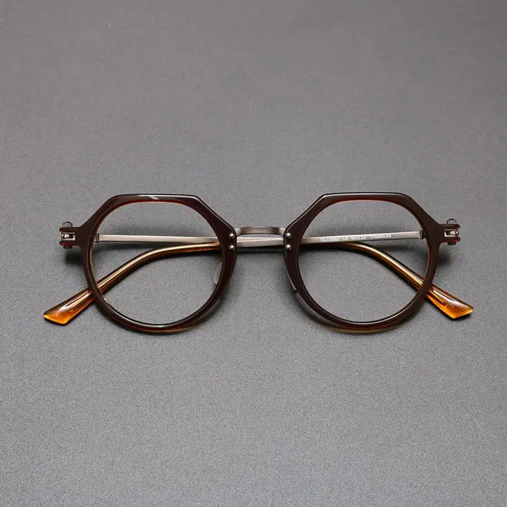 Bobbie Unisex Full Rim Polygon Acetate Eyeglasses 588200 FuzWeb