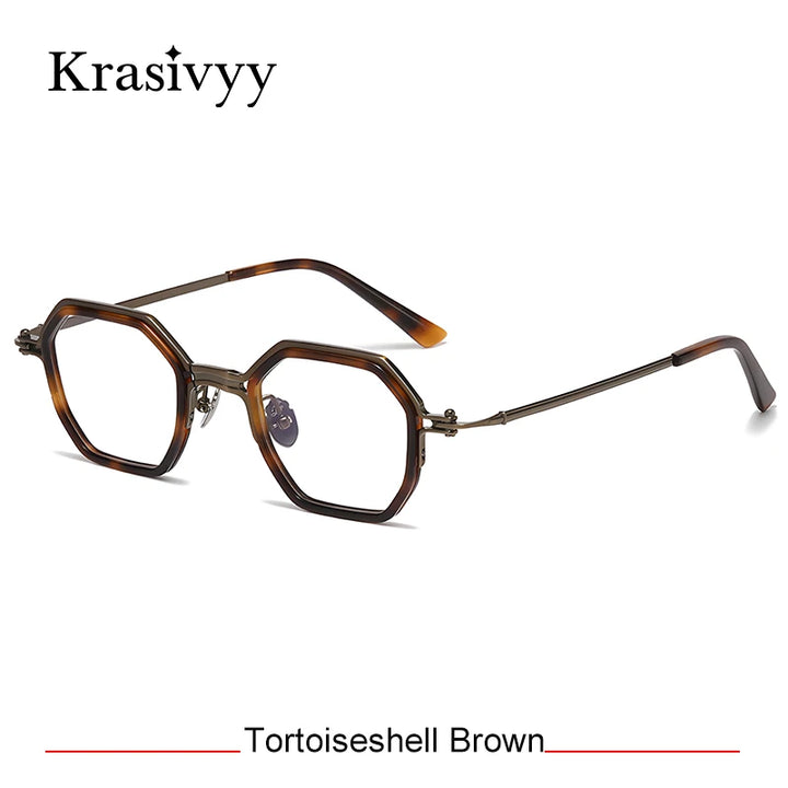 Krasivyy Unisex Full Rim Hexagon Titanium Acetate Eyeglasses 315871