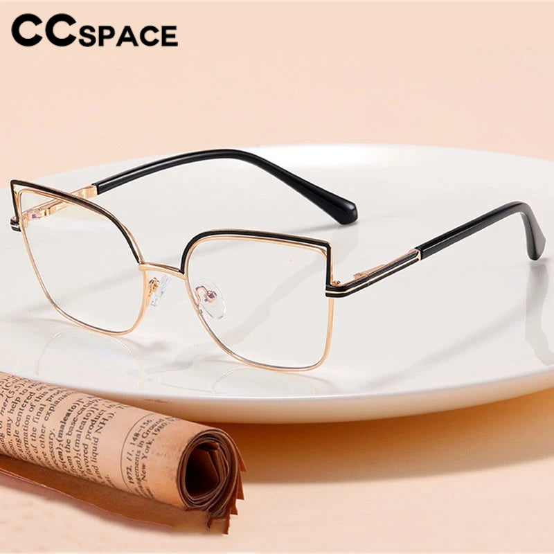 CCspace Women's Full Rim Square Cat Eye Alloy Eyeglasses 301091 Full Rim CCspace   