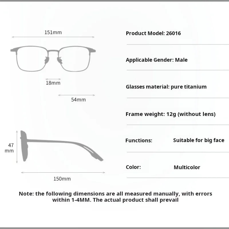 Xbora Unisex Full Rim Big Polygonal Tr 90 Titanium Eyeglasses 26016