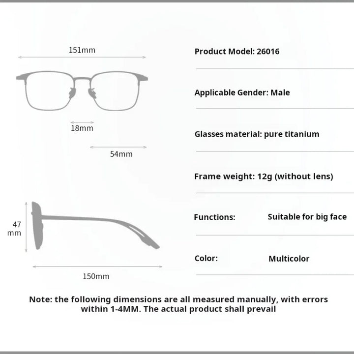 Xbora Unisex Full Rim Big Polygonal Tr 90 Titanium Eyeglasses 26016
