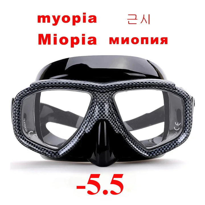 Aleefa Unisex Goggle Pc Tempered Glass Lens Silicone Myopic Swim Mask 64203