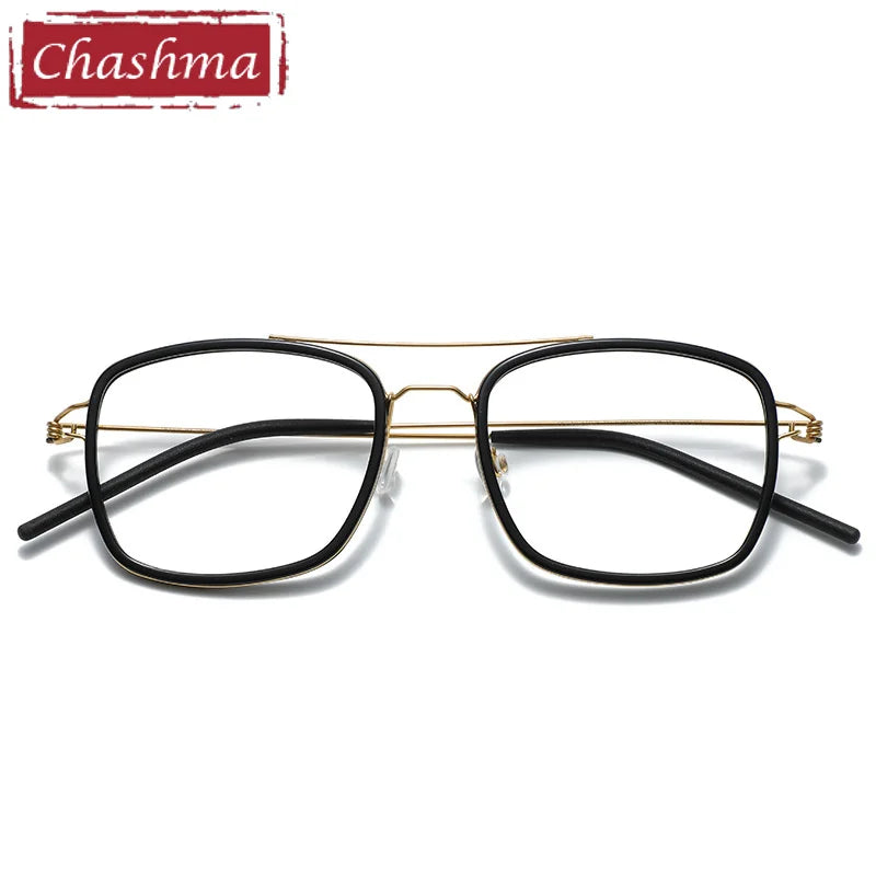 Chashma Ochki Women's Full Rim Square Double Bridge Titanium Eyeglasses 13851 Full Rim Chashma Ochki   