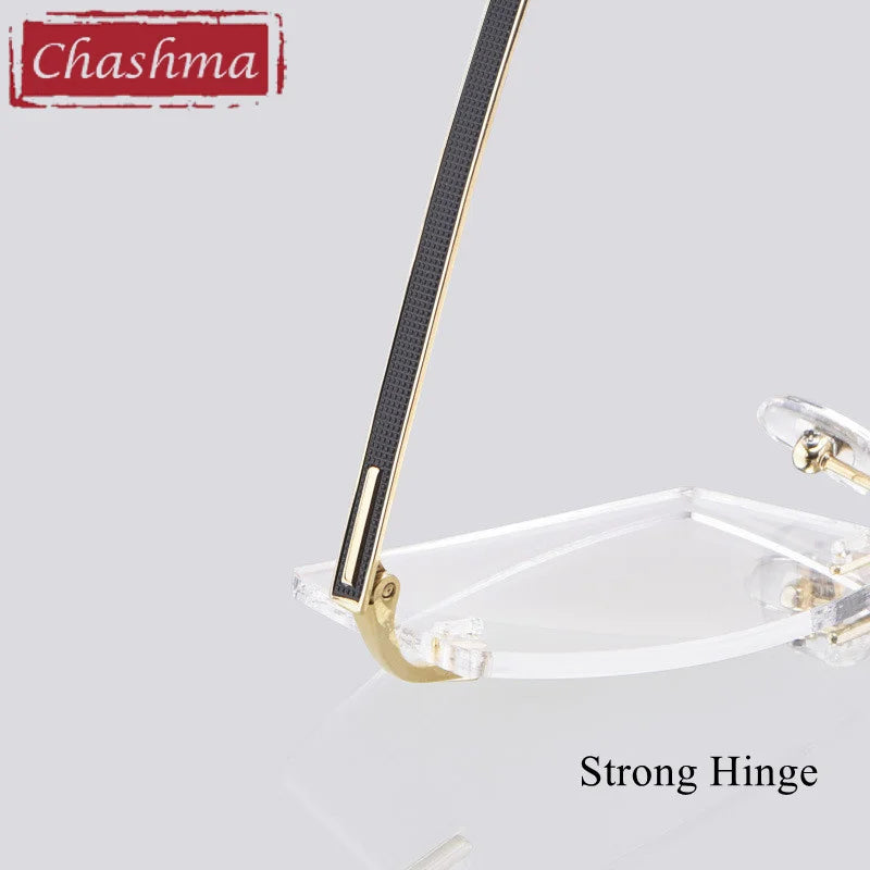 Chashma Ottica Men's Rimless Rectangle Titanium Eyeglasses 89518 Rimless Chashma Ottica   