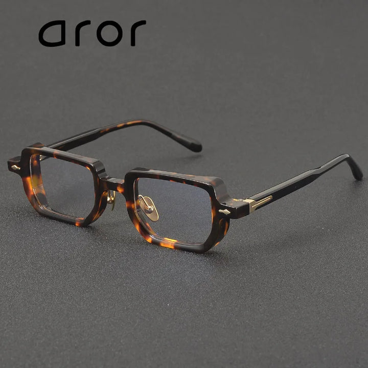 Aror Men's Full Rim Square Brow Line Thick Acetate Eyeglasses 396159
