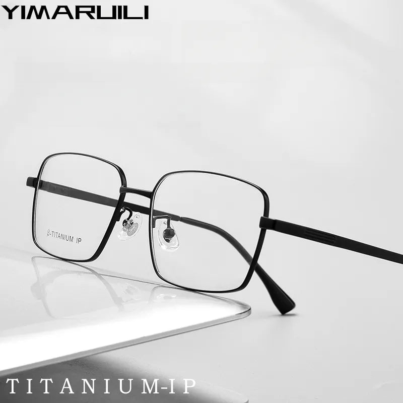 Yimaruili Men's Full Rim Square Titanium Alloy Eyeglasses Mc82232t Full Rim Yimaruili Eyeglasses   