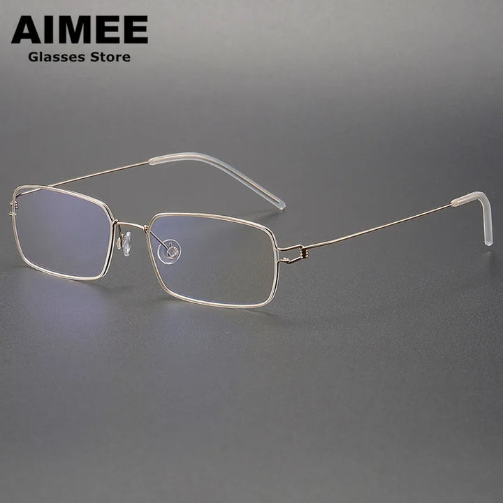 Aimee Unisex Full Rim Square Screwless Titanium Eyeglasses 20911 Full Rim Aimee Golden  