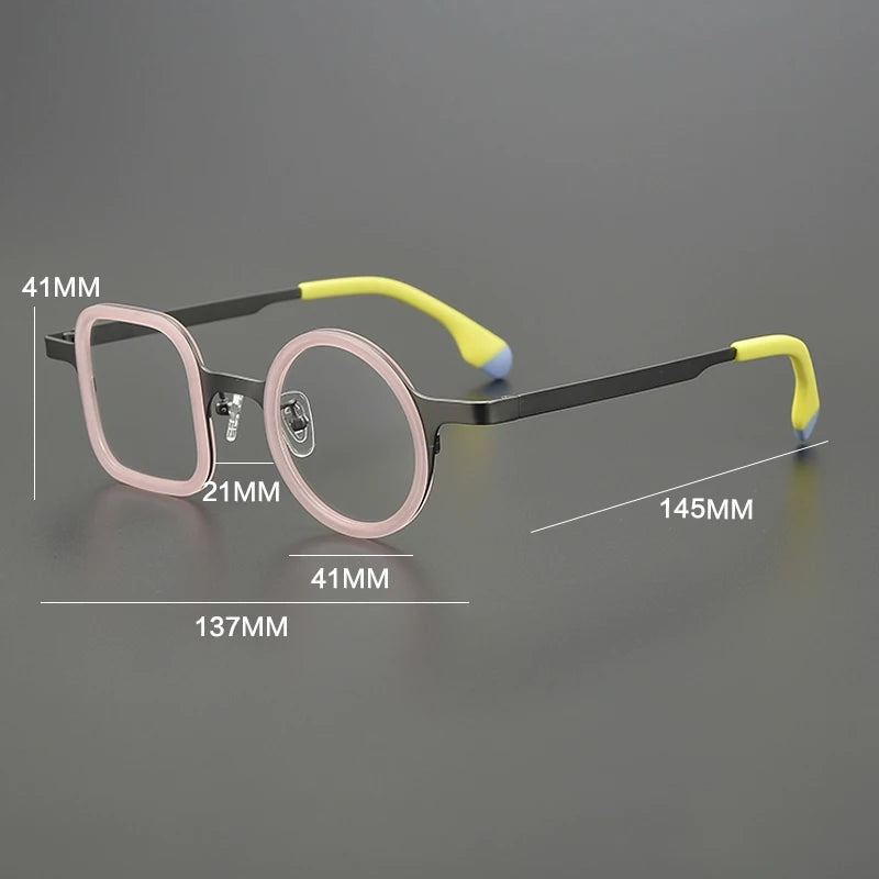 Gatenac Women's Full Rim Square Round Titanium Eyeglasses Gxyj185886