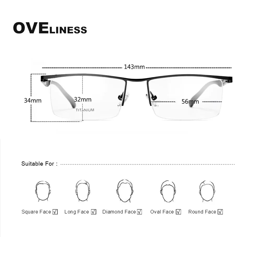 Oveliness Men's Semi Rim Square Brow Line Alloy Eyeglasses 328831