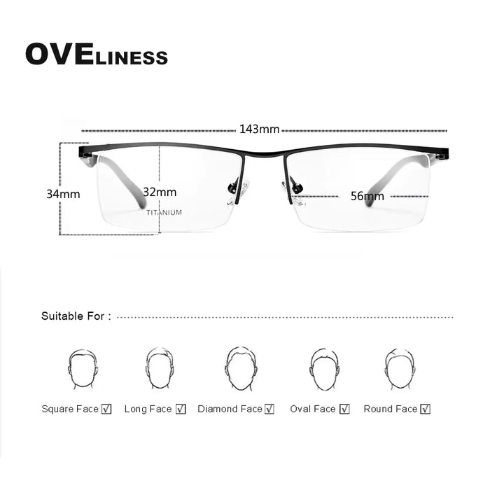 Oveliness Men's Semi Rim Square Brow Line Alloy Eyeglasses 328831