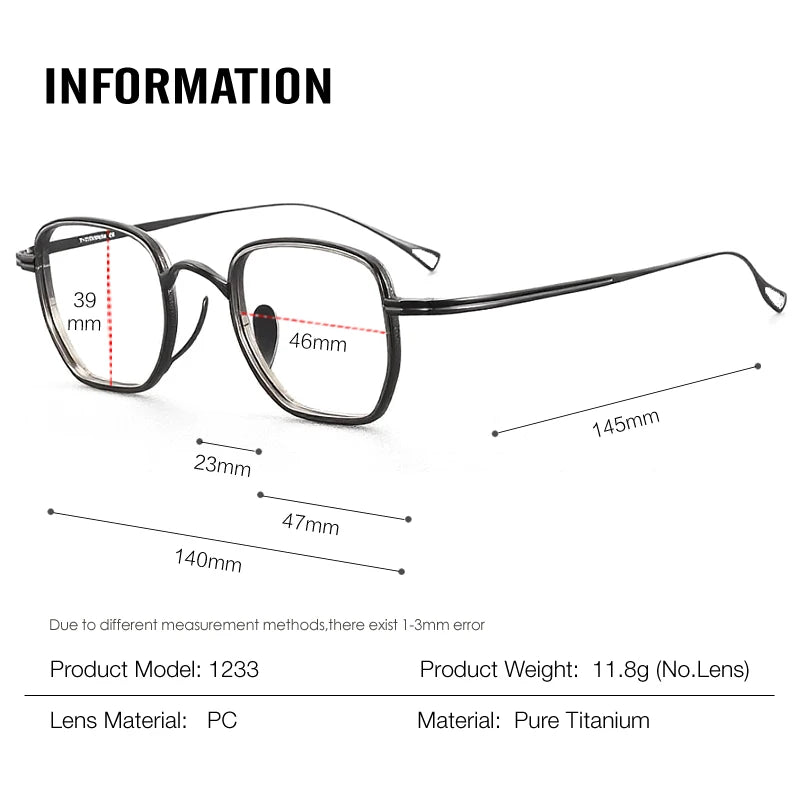 Muzz Unisex Full Rim Oval Polygon Titanium Eyeglasses 81233
