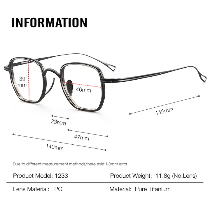 Muzz Unisex Full Rim Oval Polygon Titanium Eyeglasses 81233