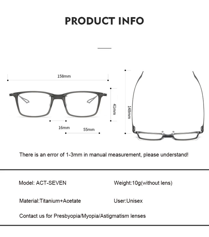 Aimee Unisex Full Rim Big Square Acetate Titanium Eyeglasses 15816 Full Rim Aimee   