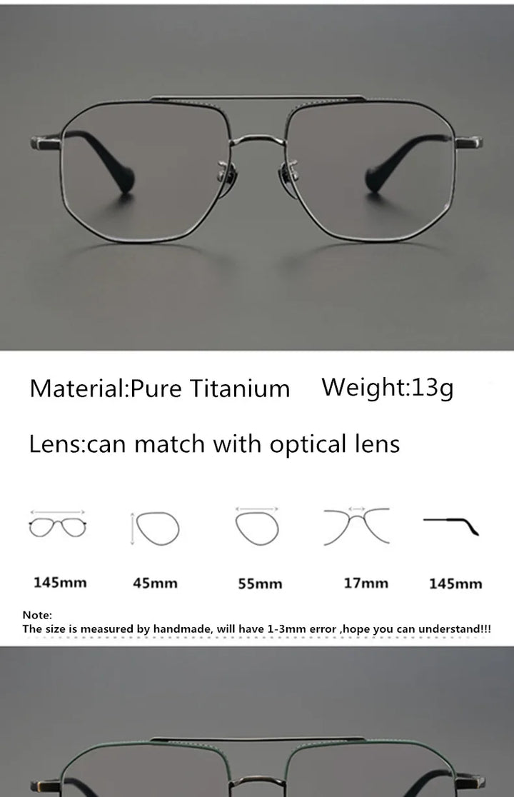 Aimee Unisex Full Rim Square Double Bridge Titanium Eyeglasses 81350