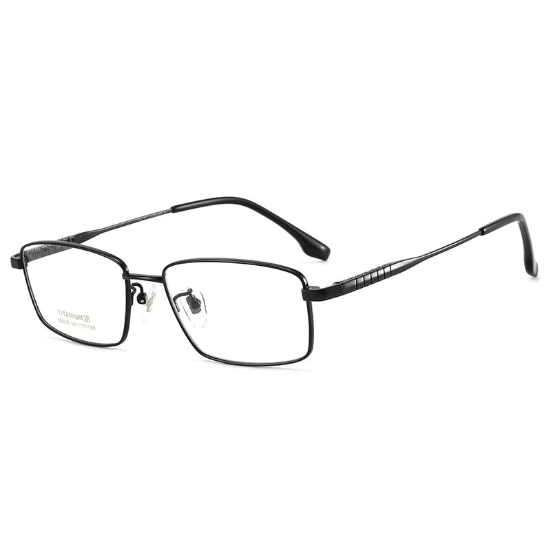 Bclear Men's Full Rim Square Titanium Eyeglasses 86699 Full Rim Bclear black  