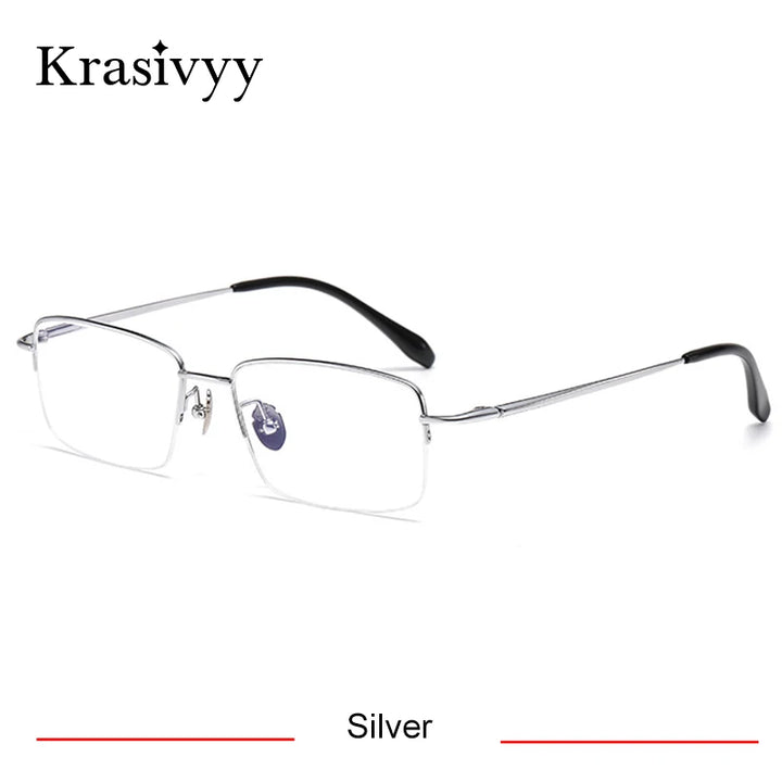 Krasivyy Men's Semi Rim Big Square Titanium Eyeglasses 316088