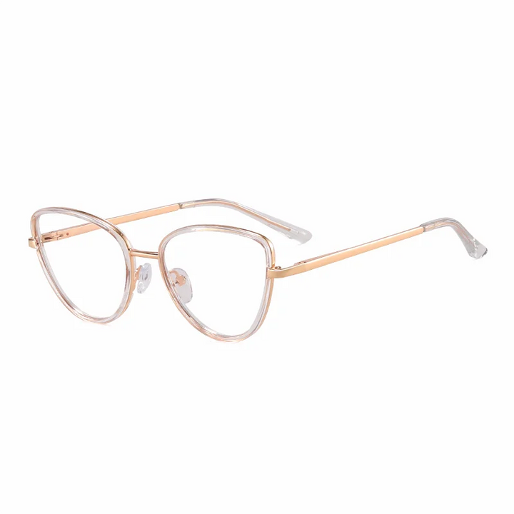 Ralferty Youth's Unisex Full Rim Cat Eye Tr 90 Alloy Eyeglasses 991012 Full Rim Ralferty C2 Clear White CHINA 